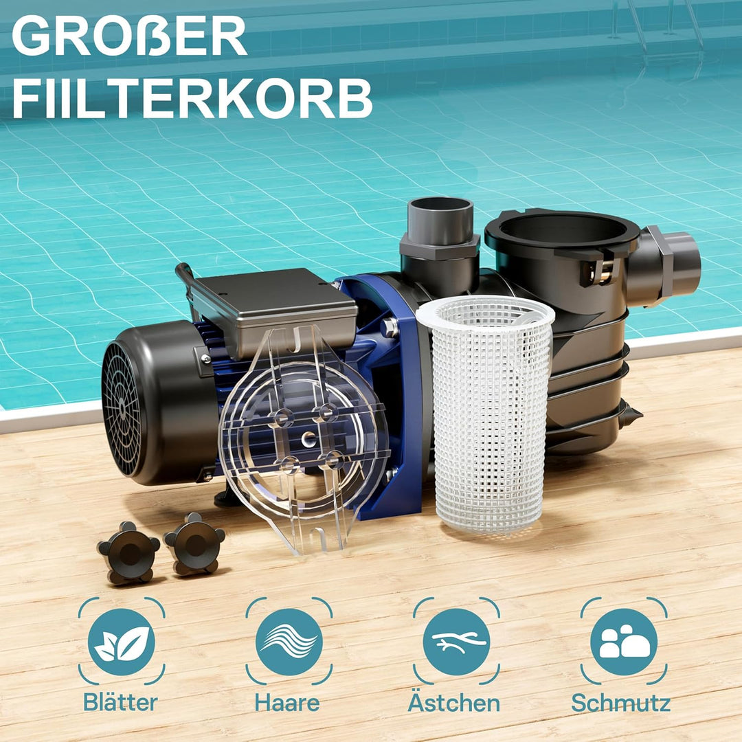 Pool Pumpe 17700 l/h 1100 W Schwimmbadpumpe Filterpumpe Umwälzpumpe