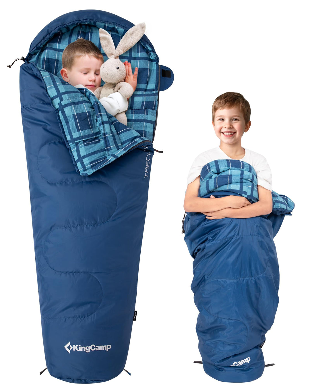 KingCamp Schlafsack Kinder aus Baumwoll-Flannel für 100-145cm | Mumienschlafsack für Kinder 10-12 Ja