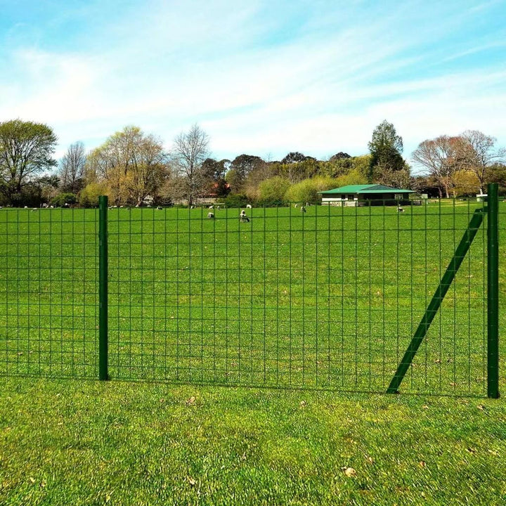 Tidyard Eurozaun-Set mit Erdnägeln, Gartenzaun Maschendraht, Stahl Grün, 25 Meter Länge, Höhe wählba