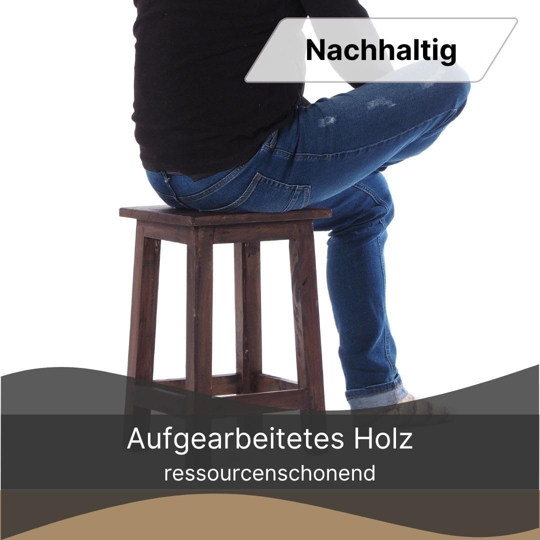 DESIGN DELIGHTS RUSTIKALER Holz SITZHOCKER Madero | 48x30x30 cm (HxBxT), Recyclingholz | Holzhocker