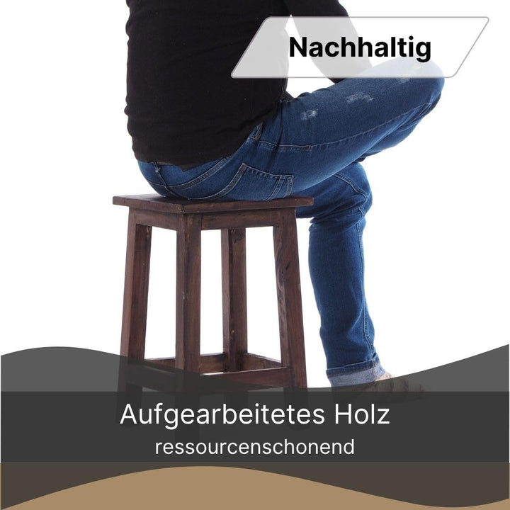 DESIGN DELIGHTS RUSTIKALER Holz SITZHOCKER Madero | 48x30x30 cm (HxBxT), Recyclingholz | Holzhocker