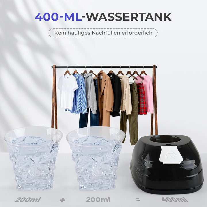 Steamer & Dampfglätter 1800W, Tragbarer Dampfbügler mit 3 Dampfstufen & 400ml Wassertank, Kompakter