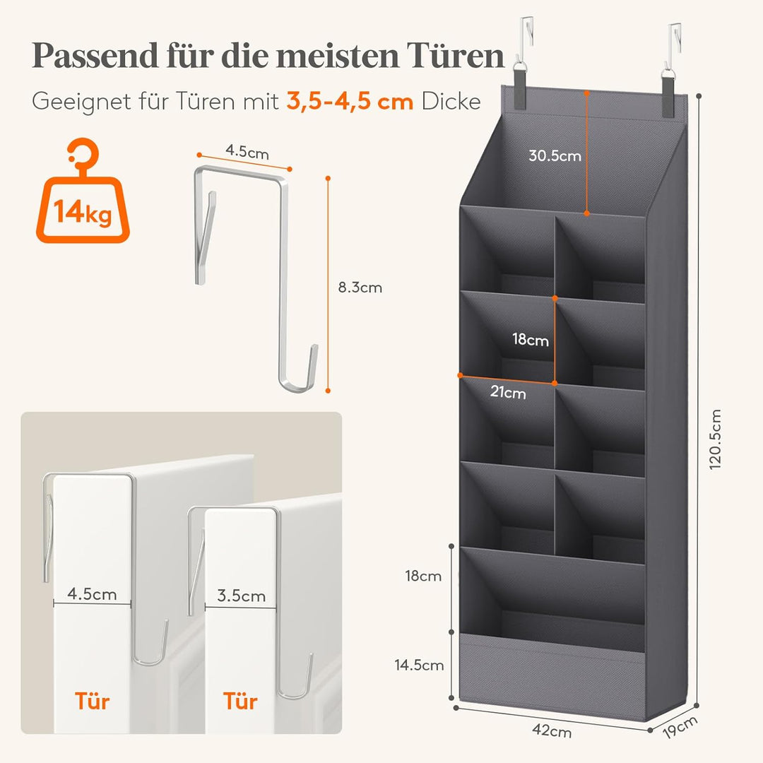 Lifewit 6 Ebene über die Tür Schuh mit 11 grossen tiefen Taschen, 1 Packung Stoff hängende Schuhe Au