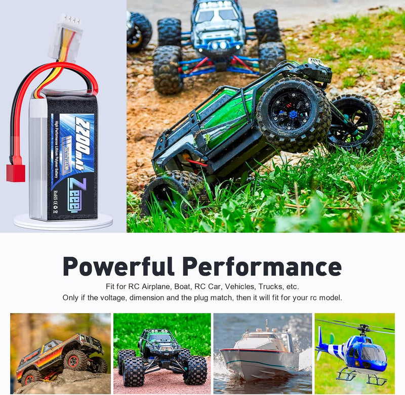 Zeee 3S Lipo Akku 50C 2200mAh 11,1V Kurze RC Batterie mit Deans T Stecker für RC-Autos, LKWs, Fahrze