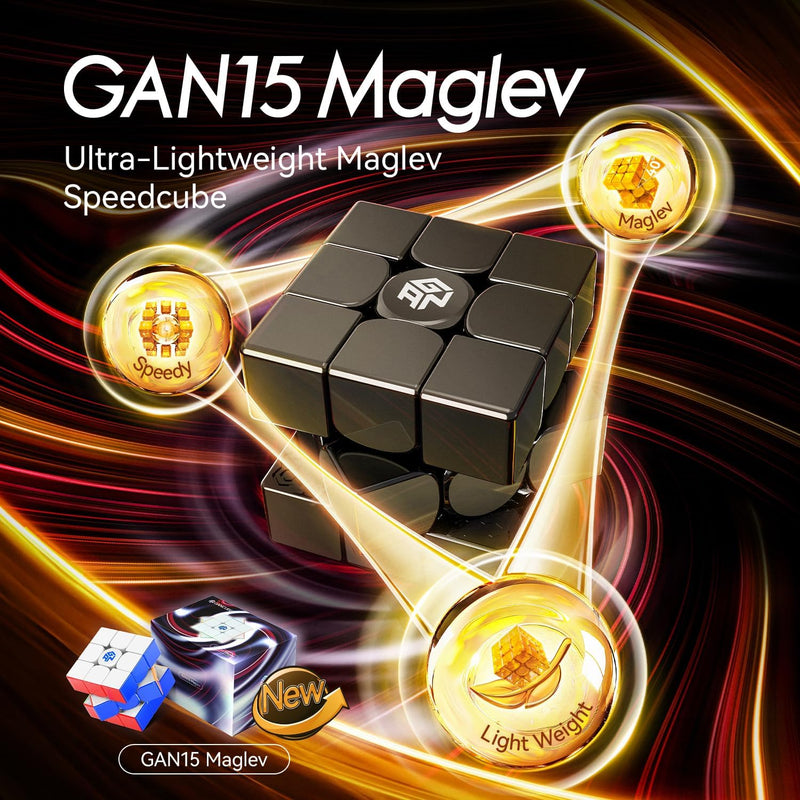 GAN 15 Maglev Zauberwürfel Magnetisch Speed Cube 3x3, Magischer Speed Cube, mit Flügelförmige Numeri
