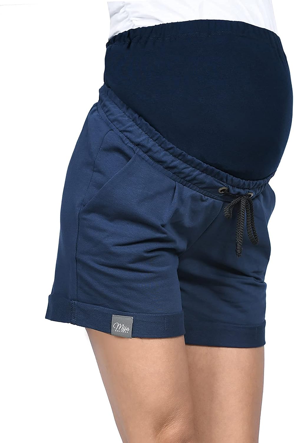 MijaCulture Kurze Umstandsshorts Umstandshose mit Bauchband für Sommer Lola M004 S Dunkelblau, S Dun