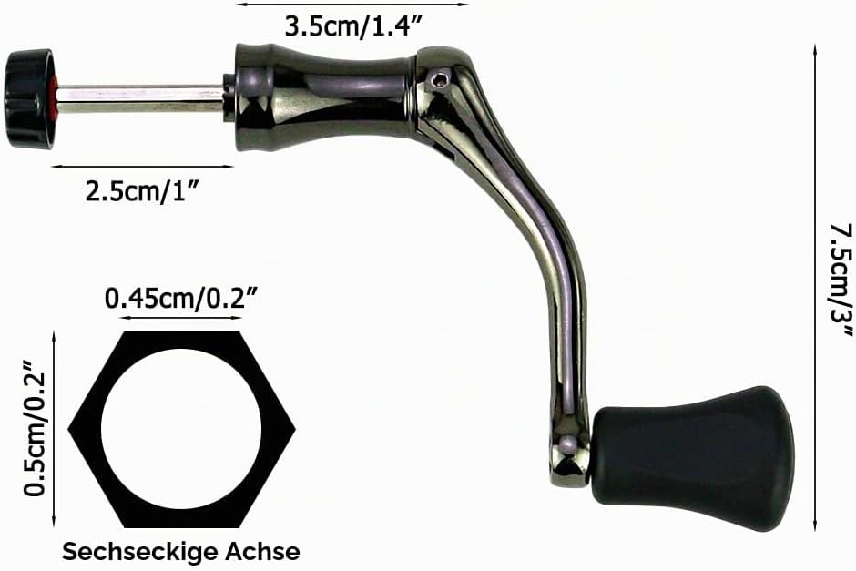 Angelrollen Griff, Metall Rocker Arm Griff Angeln Spinning Reel Griff Grip mit Weichem Gummigriff fü