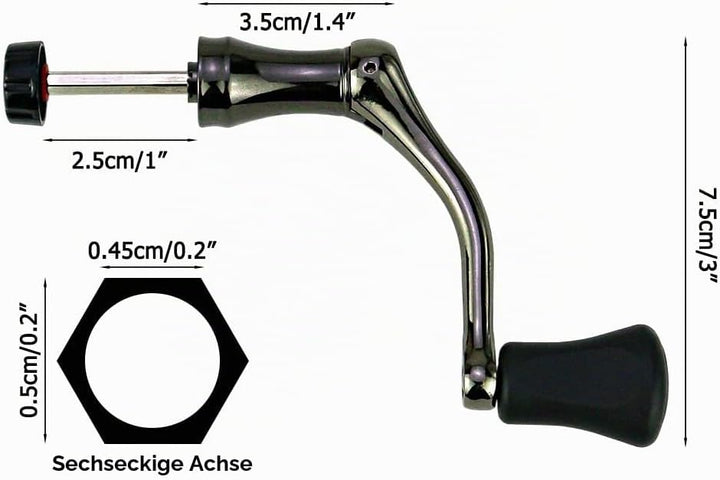 Angelrollen Griff, Metall Rocker Arm Griff Angeln Spinning Reel Griff Grip mit Weichem Gummigriff fü