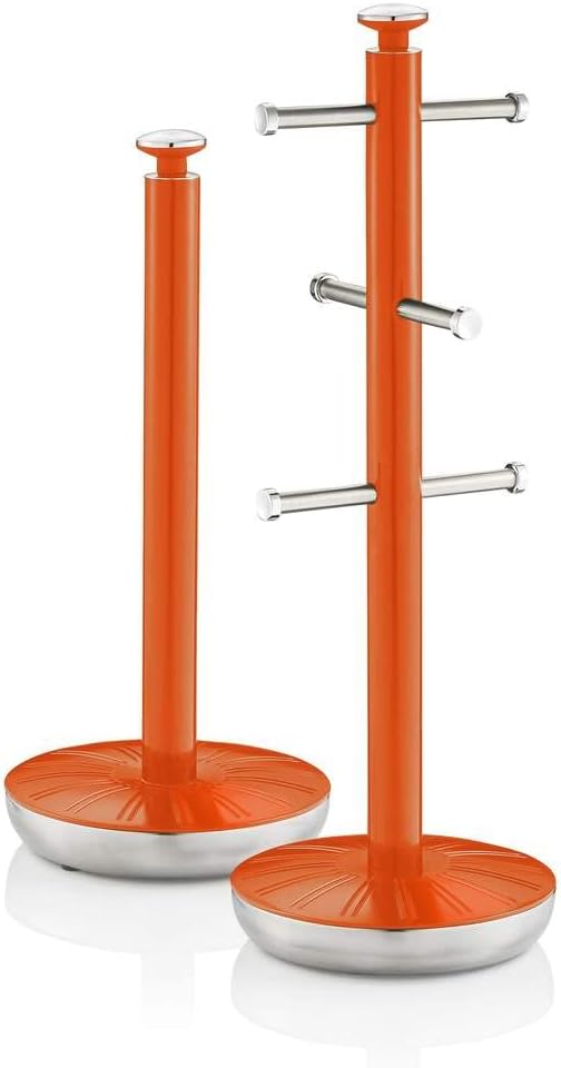 SWAN SWKA1054ON Handtuchstange und Becherbaum mit 6 Zweigen, Retro-Design, Orange, Orange