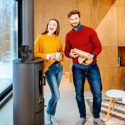 Relaxdays Ofenventilator ohne Strom, geräuscharm, für Kamin & Ofen, hitzebetrieben, 4 Blätter, Kamin