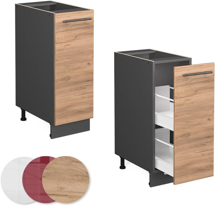 Vicco Apothekerschrank Fame-Line, Goldkraft Eiche/Anthrazit, 30 cm ohne Arbeitsplatte Goldkraft Eich