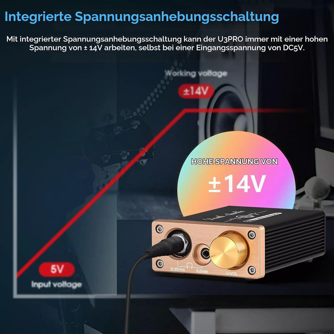 Douk Audio HiFi Mini Kopfhörerverstärker Klasse A Desktop-Verstärker für Kopfhörer DC5V (U3PRO), U3P