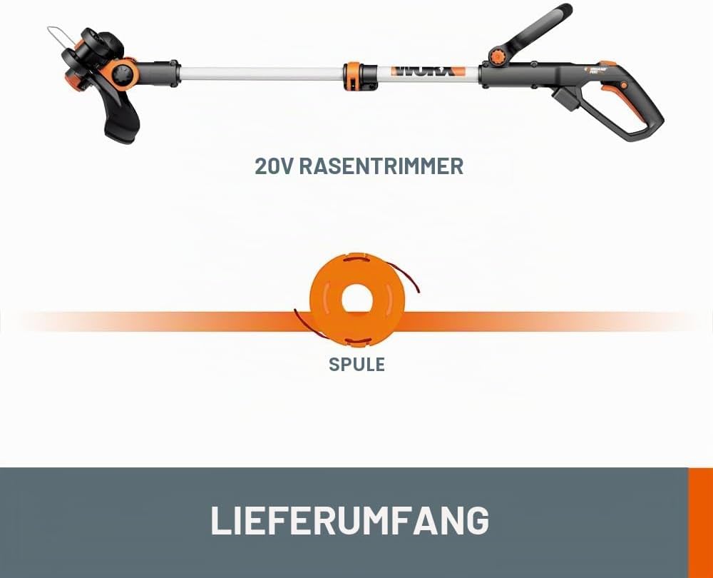 WORX WG163E.9 20 V 30 cm schnurloses Trimmer-Werkzeug (ohne Akku oder Ladegerät) – Leichter Rasentri