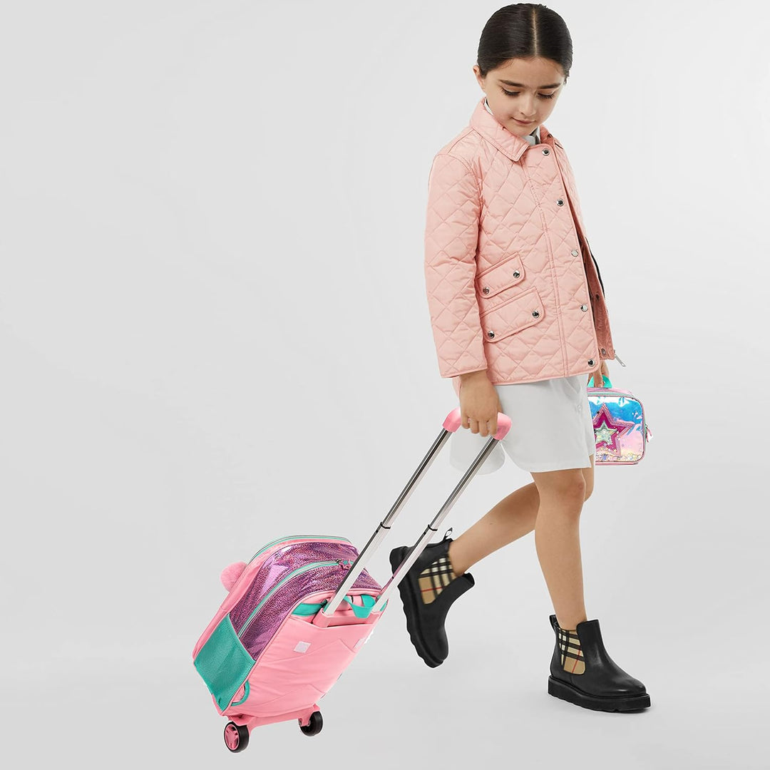 Rucksack Mädchen Schulranzen Trolley,Schulrucksack Mädchen Teenager,Egchescebo 3PCS 16”Kinder Schult