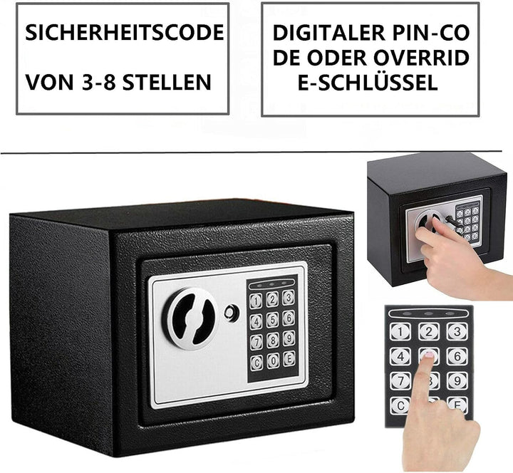 Möbeltresor Safe Elektronikschloss Tresor mit zahlenschloss & 2 Schlüssel Wandtresor Klein Elektroni