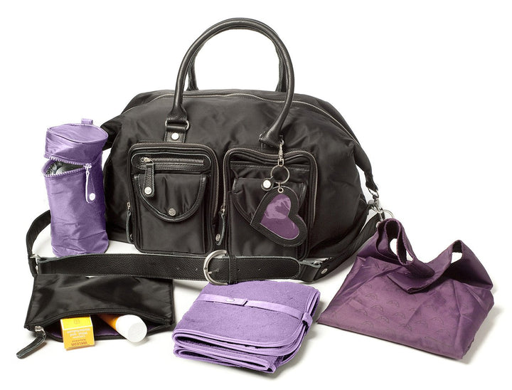 Petit Amour Baby Wickeltasche Set LISSY Schwarz Tasche Umhängetasche Set 45x26,5x16,5 Schwarz, 45x26