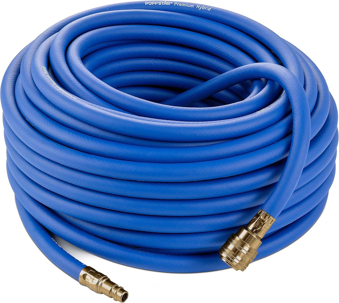 Poppstar Druckluftschlauch 30 m (Hybrid PVC mit Gewebe, Innendurchmesser 9,2mm mit Messing-Schnellku