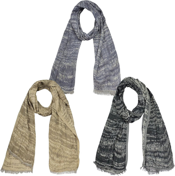 Sunsa 3er Set Damen/Herren Schals, weich Winter Halstuch aus Baumwolle & Viskose. Grosse Unisex Herb