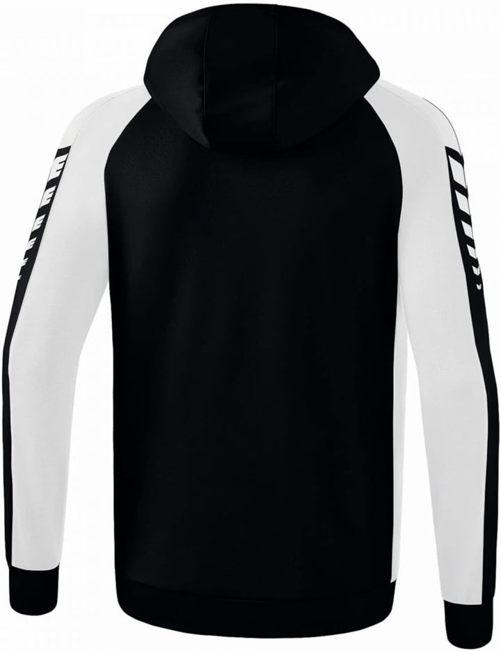 Erima Unisex Kinder Six Wings Trainingsjacke mit Kapuze 116 Schwarz/Weiss, 116 Schwarz/Weiss