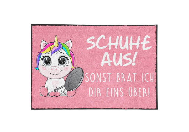 TASSENTICKER - Fussmatte mit Spruch - Schuhe aus! Sonst brat ich dir eins über! - lustig - innen & a