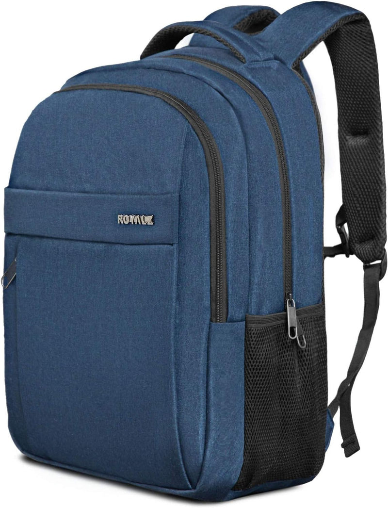 ROYALZ Laptop Rucksack 15,6 Zoll Blau Laptopfach Daypack Schule und Business Tasche Geräumig für Ruc