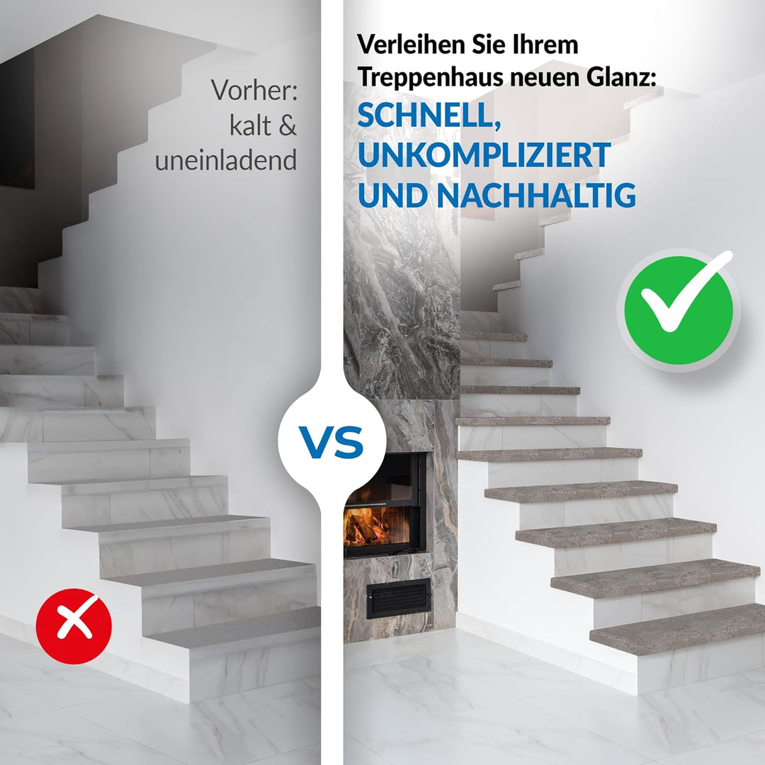 Treppenstufen mit U-Profil [LED-kompatibel] Renovierungsstufen für die Treppe, Laminat-Stufen, Tritt