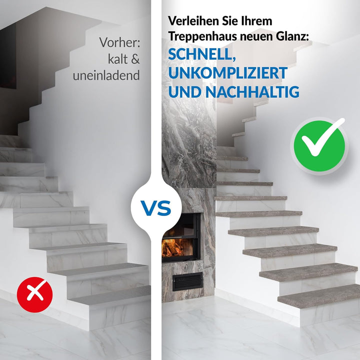 Treppenstufen mit U-Profil [LED-kompatibel] Renovierungsstufen für die Treppe, Laminat-Stufen, Tritt