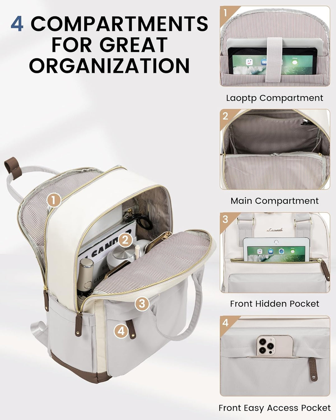 LOVEVOOK Laptop Rucksack Wasserdicht, Reiserucksack Arbeitstasche Damen Schulrucksack Mädchen Teenag