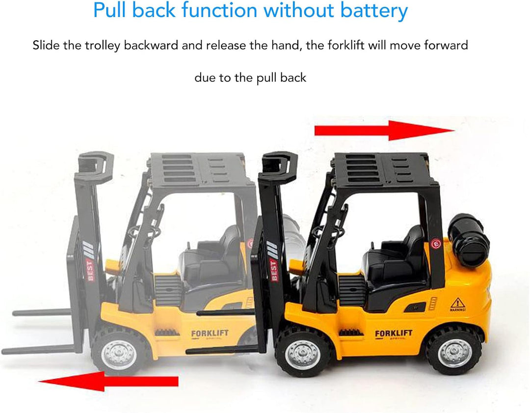Metall Spielzeug Gabelstapler Kinder 360° Drehbar Robuster Mini Baufahrzeug Spielset ohne Batterie f