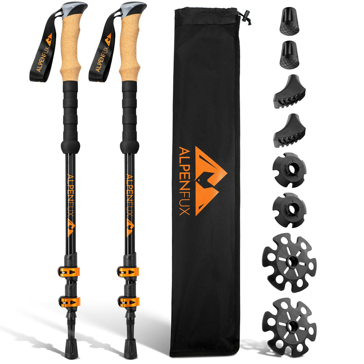 ALPENFUX® Premium Wanderstöcke Teleskop, Trekkingstöcke, Nordic Walking Stöcke, leicht und verstellb