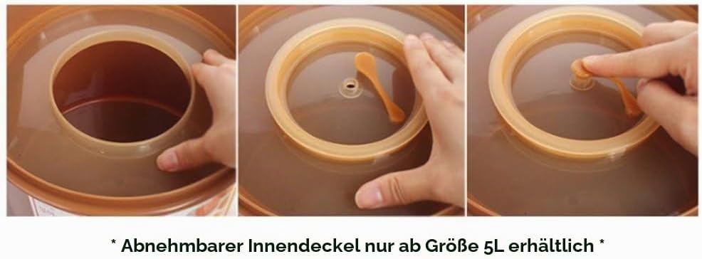 E-Jen Premium Kimchi, Sauerkraut Container Probiotische Gärung mit innerem Vakuumdeckel rund 0.8 gal