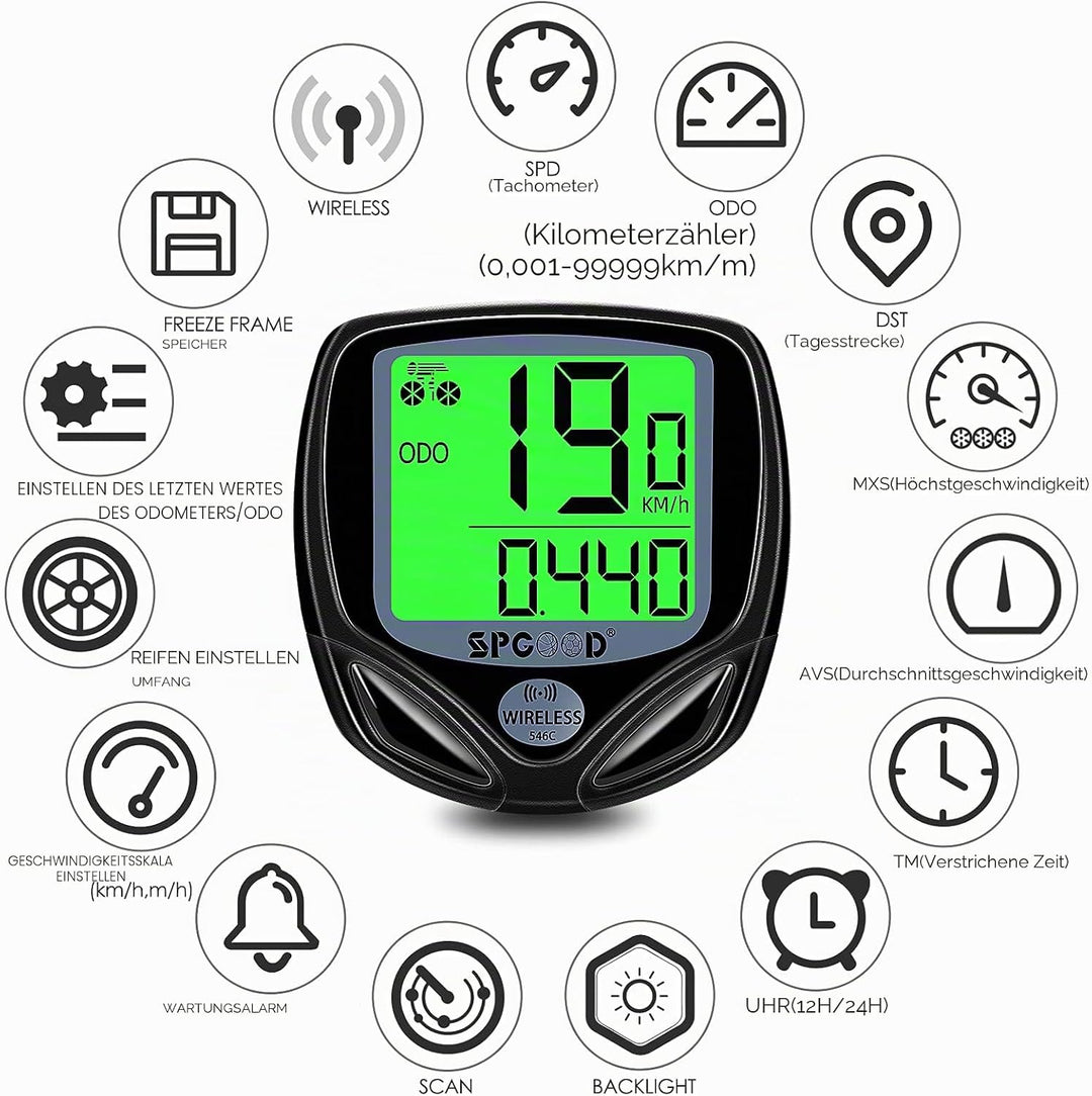 Fahrradcomputer Kabellos IP54 wasserdichte 16 Funktionen fahrradcomputer Wireless Bike Wireless Comp