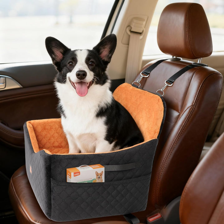 Autositz für Kleine und Mittelgrosse Hunde bis zu 16 kg, Welpen-Autositz mit Dickem Polster, Abnehmb