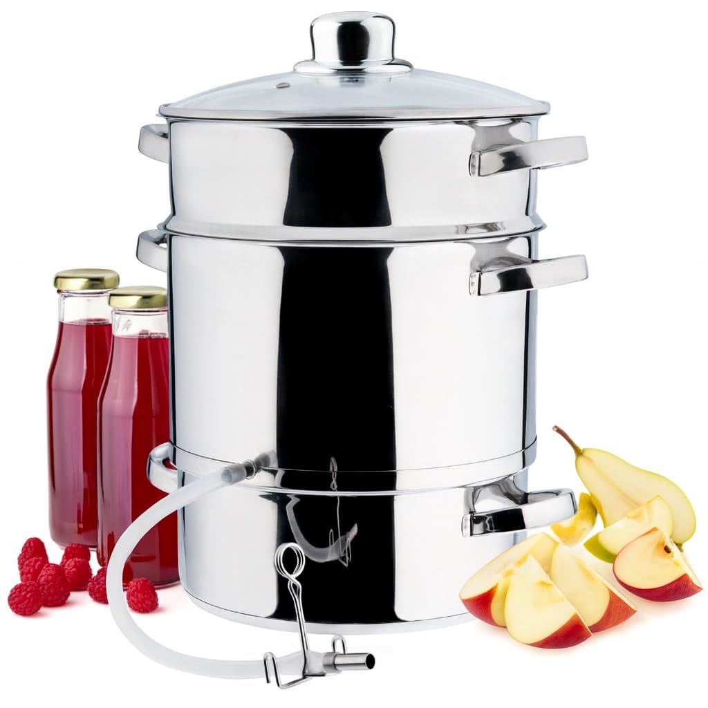 GARDIVO Dampfentsafter 8L &amp; 5L Edelstahl, Fruchtentsafter, Saftmaschine für Obst und Gemüse, Spülmas