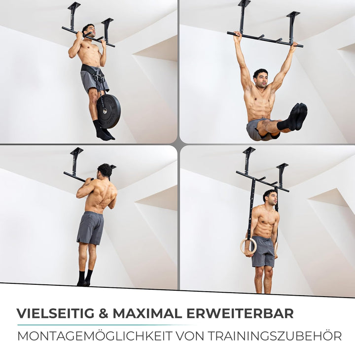 PULLUP & DIP Klimmzugstange für Deckenmontage – Pull Up Bar & Reckstange für das Home Gym – Stabil &