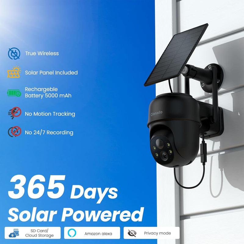Cinnado überwachungskamera aussen akku solar - 2K kamera überwachung aussen wlan kabellos solarpanel