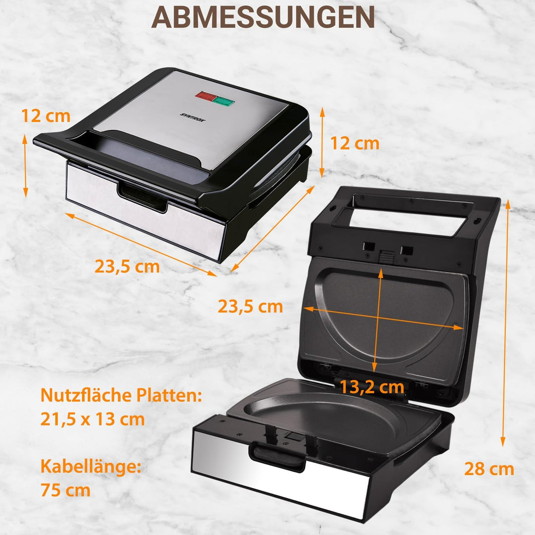 Syntrox Germany Omelett Maker MM-1400W mit herausnehmbaren Backplatten