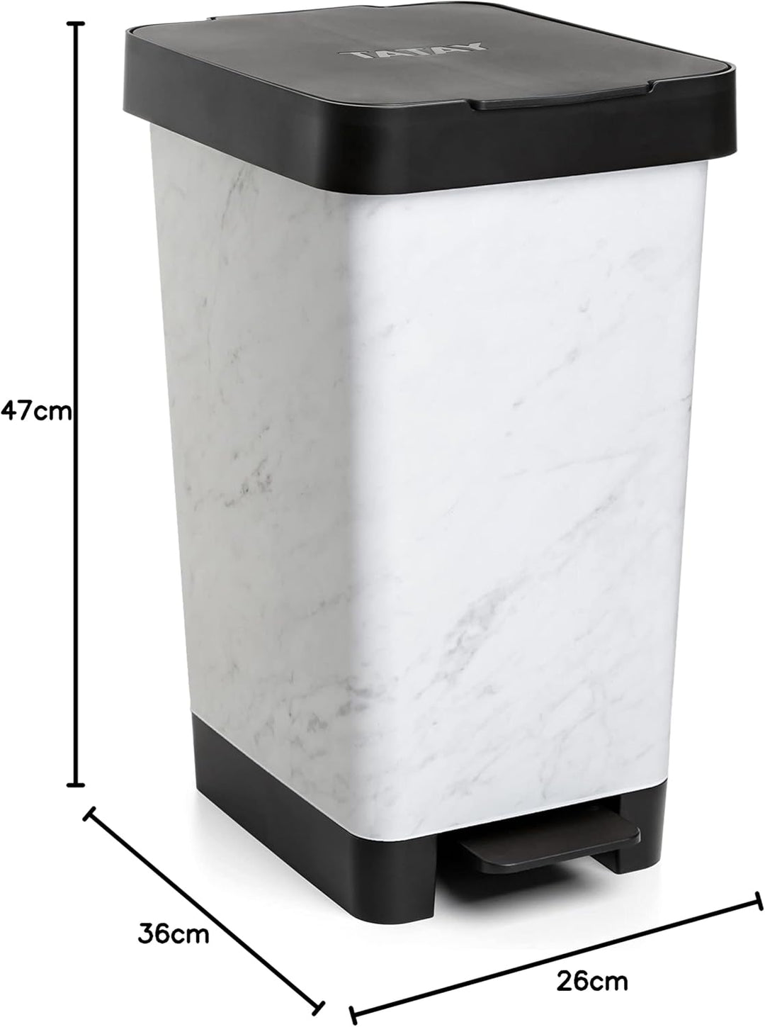 TATAY Smart Deco 25L Mülleimer mit Pedal | Kompaktes und funktionales Design | Für Innen und Aussen