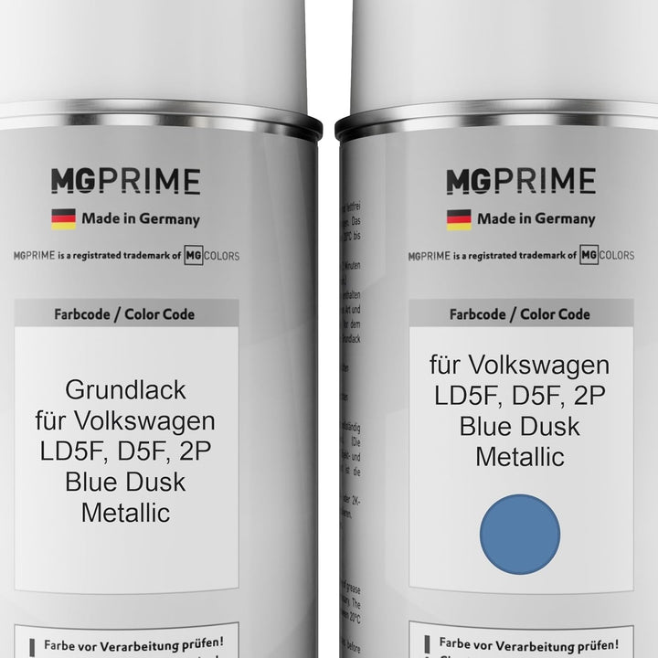 MG PRIME Autolack Sprühdosen Set für Volkswagen VW LD5F / D5F / 2P Blue Dusk Metallic Grundlack Basi