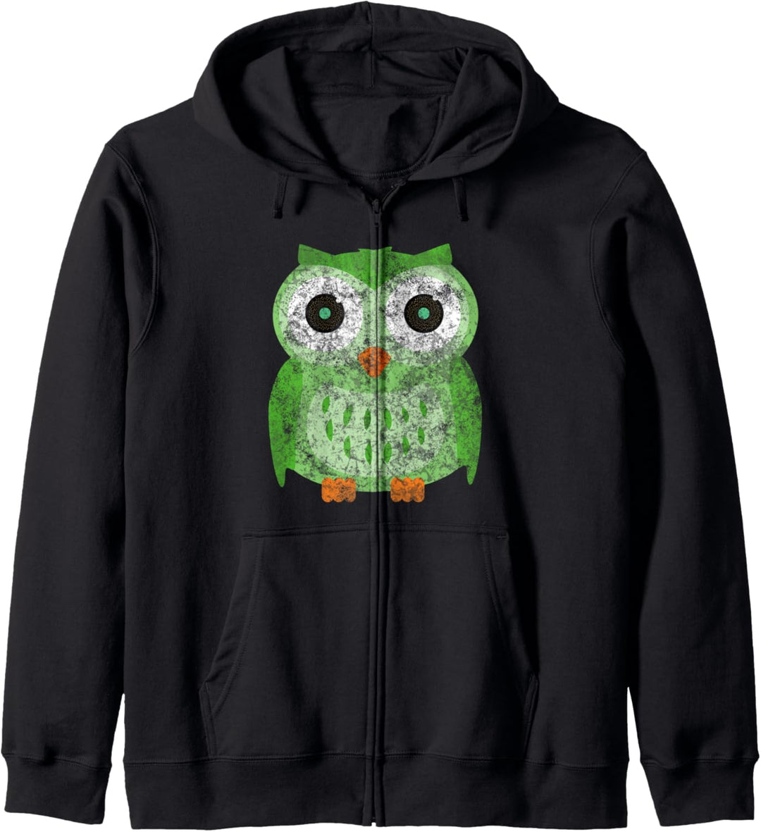 Grosse grüne Eule für jeden Eulen-Fan – Vintage Eulen Kapuzenjacke