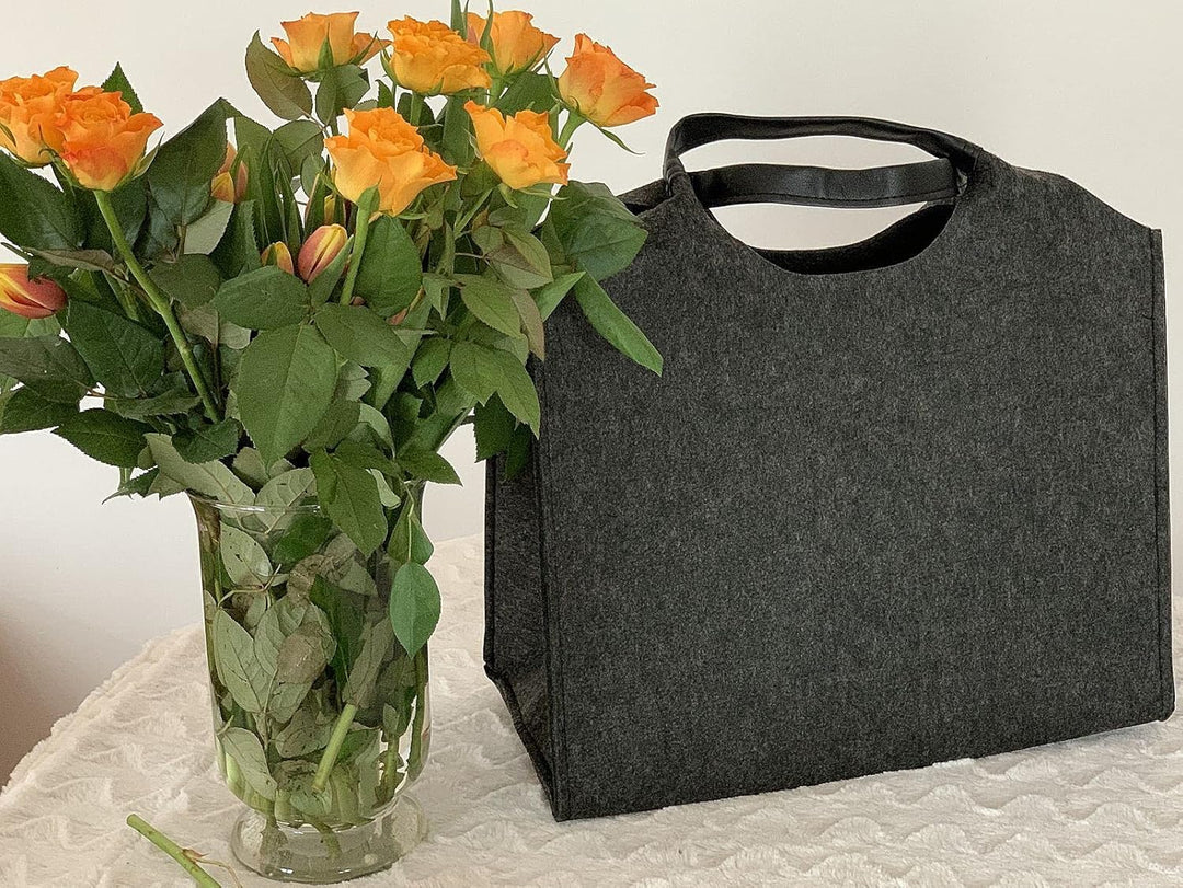 LaFiore24 Filztasche Einkaufstasche Damen Shopper Henkeltasche, Dunkelgrau