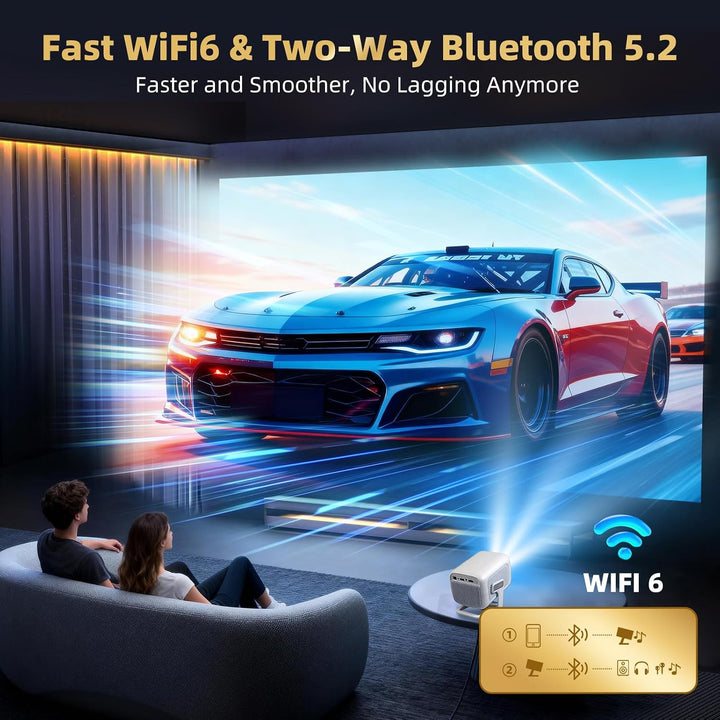 Beamer 4K [Kompatibel mit Netflix | Dolby Audio] 700 ANSI Smart-Projektor für Heimkino, Full HD 1080