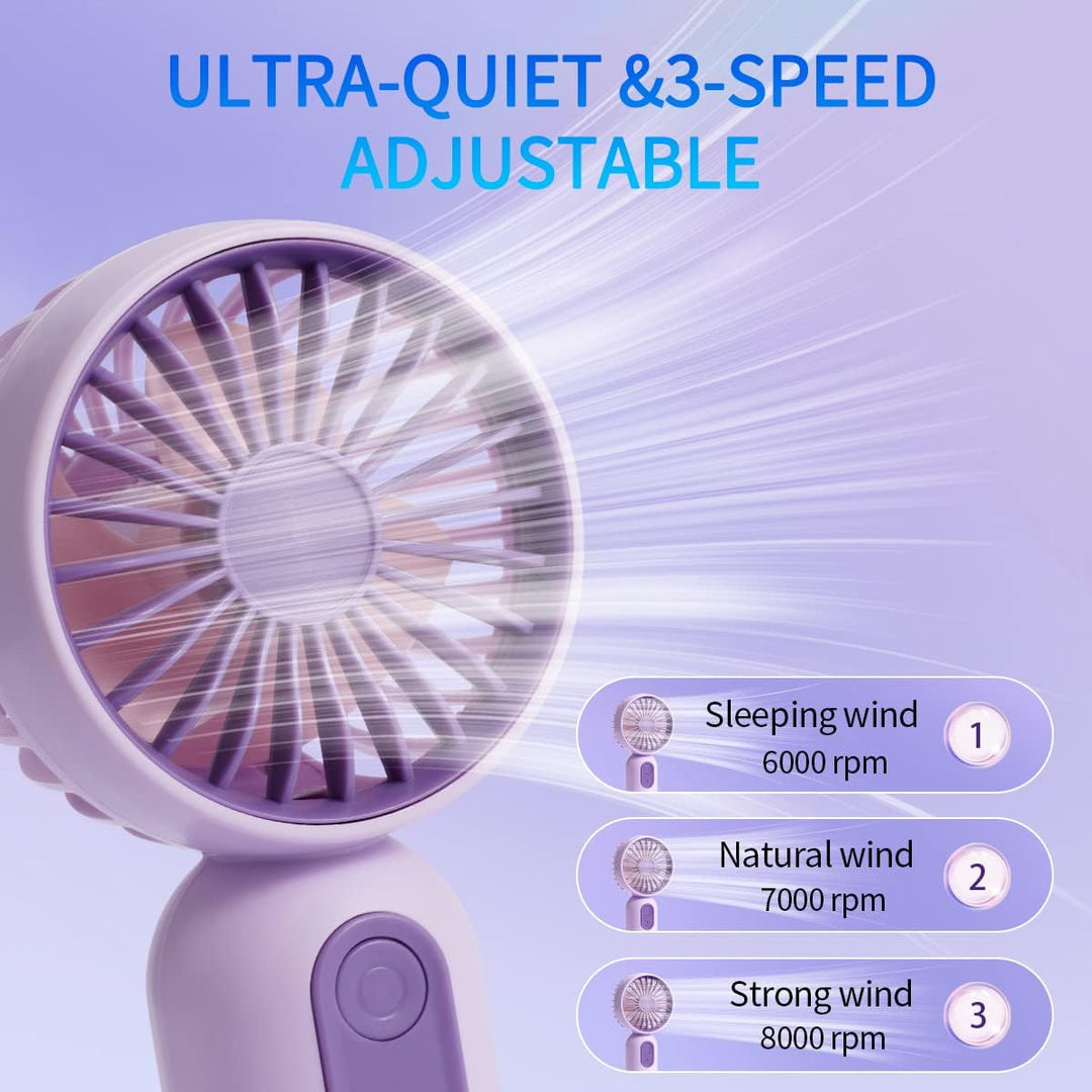VanSmaGo 3PC Mini Handventilator Akku Aufladbar, 3 Stufen Cute USB Fan | Portable Hand Fan, Mini Ven