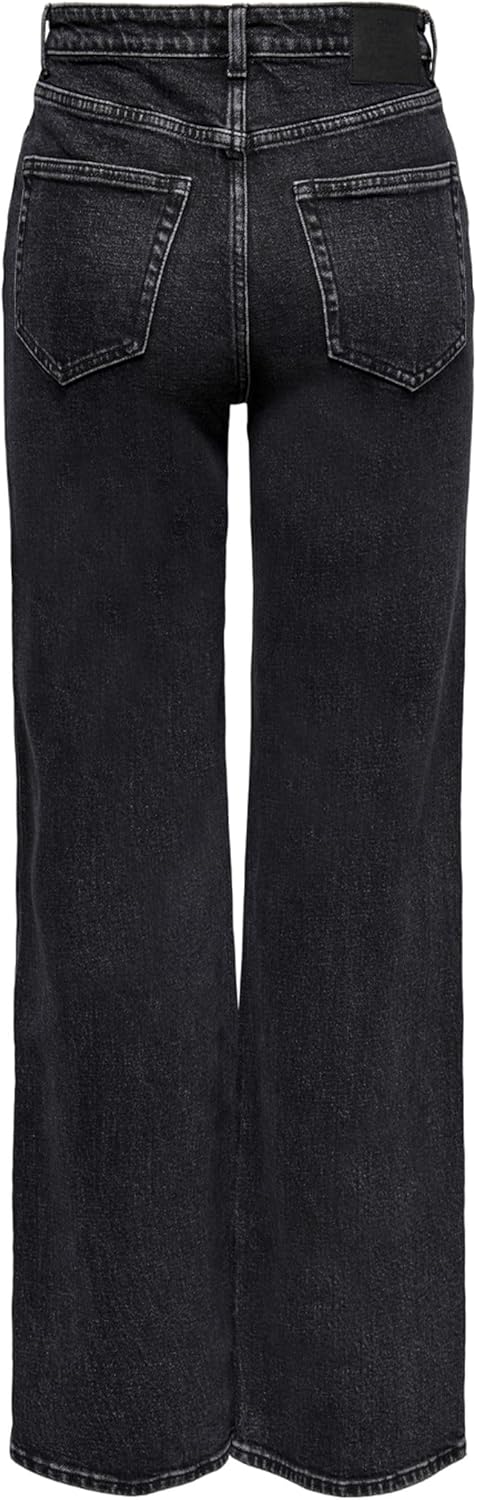 ONLY Female Jeans mit weitem Bein ONLJUICY Hohe Taille Weiter Beinschnitt Jeans 25W / 30L Black Deni