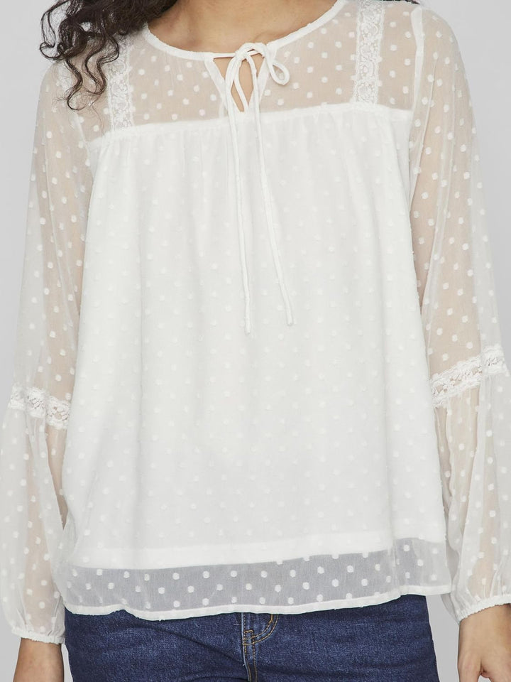 Vila Damen Viedee L/S Top/Su-Noos Bluse 34 Snow White, 34 Snow White