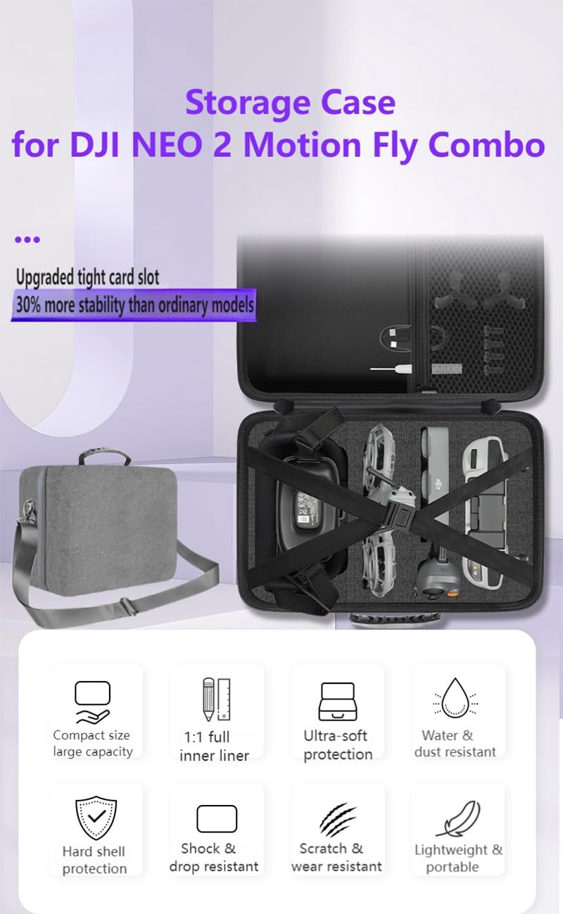 Tragetasche für DJI Neo 2 Motion Fly More Combo, tragbare Reisetasche mit Schultergurt für Goggles N
