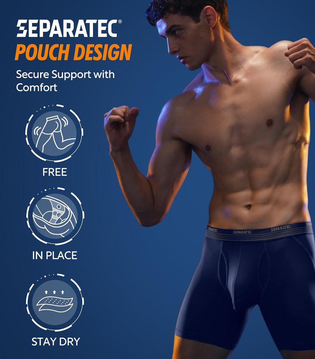 Separatec Boxershorts Herren Mehrfachpackung Sport Schnell trocknend Doppelbeutel Dual Pouch Unterho