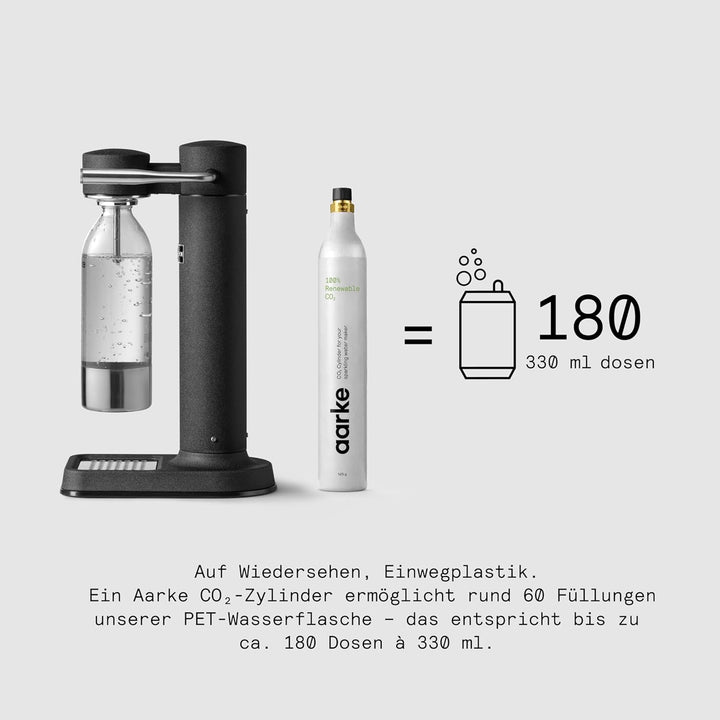 Aarke Carbonator 3 Wassersprudler mit Aarke Flasche, Mattschwarz, Mattschwarz