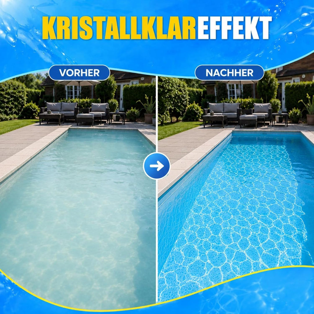 TerraUno Flockungsmittel Pool Kartuschen, 8 x 125g Flockkartusche für Sandfilter, Flockmittel Pool f