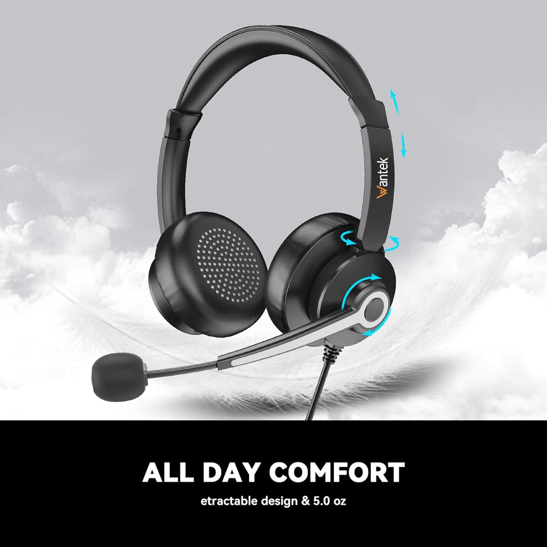Wantek USB-Headset mit Mikrofon für PC und Laptop – Computer-Headsets mit Mikrofon-Geräuschunterdrüc
